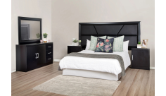 Astrid Headboard & Pedestal, Black