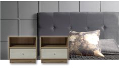 Lea Headboard With 2 Steel & Rose Pedestals